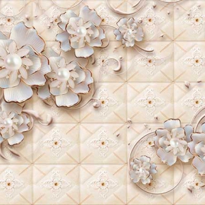 پوستر دیواری تیوان طرح گلهای سفید با مروارید