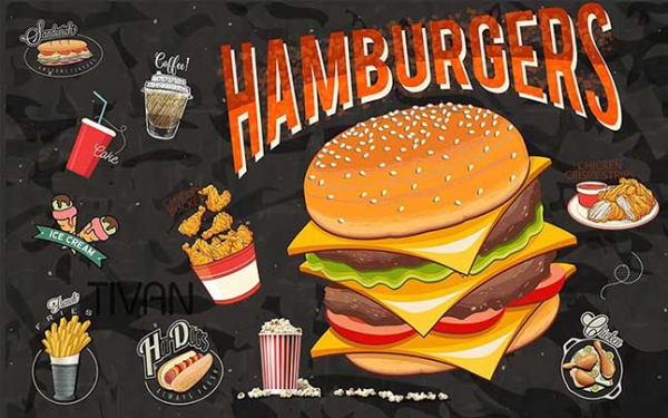 پوستر دیواری طرح ساندویچ همبرگر